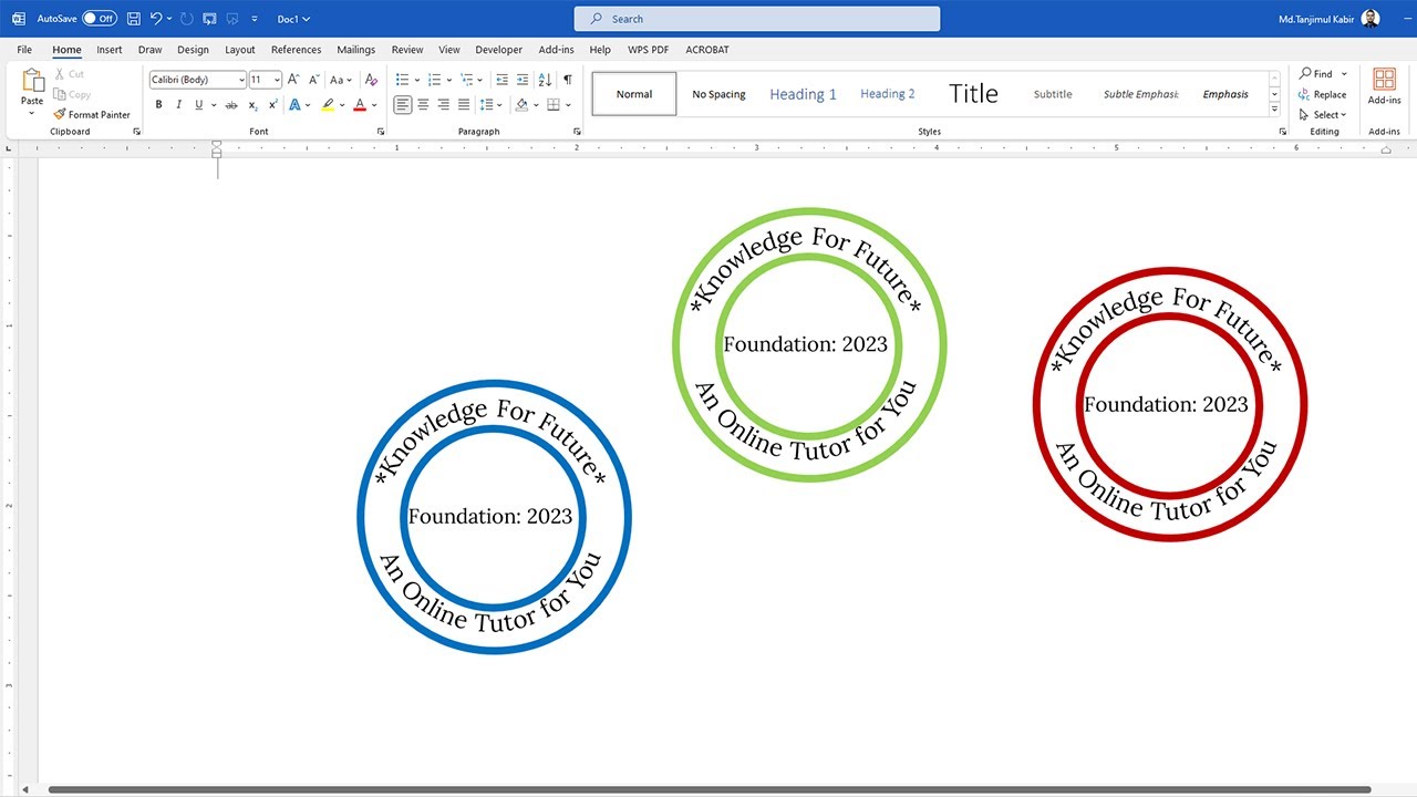 How to make a round seal in Microsoft Word | Make rubber stamp in MS Word