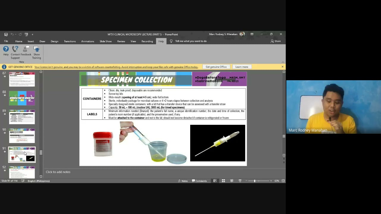 MT 51: Didactics | Clinical Microscopy Review (Introduction to UA & Physical Examination of Urine)