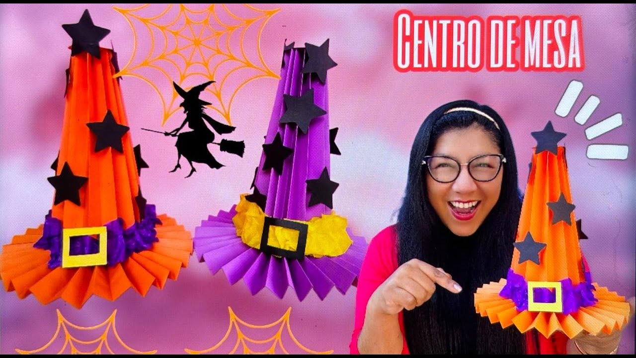 Sombrero de Bruja🧙‍♀para Decorar centro de mesa fácil, rápido y económico para Halloween🎃| Ghisaine♥