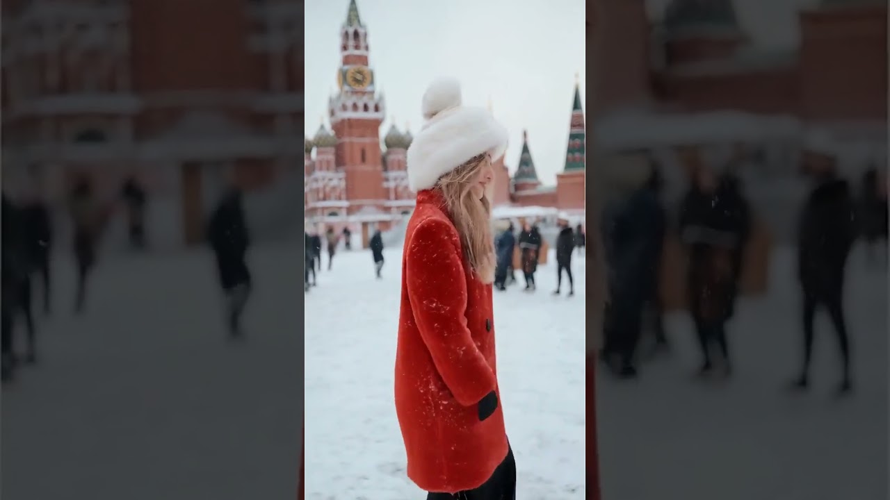 Chic Winter Look in Fluffy Red Coat 
