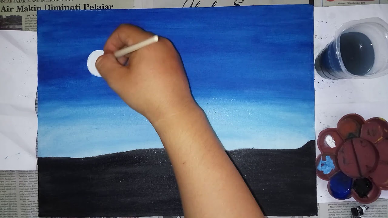 #lukis #lukisan #acrylic #painting       Acrylic painting || melukis langit malam dengan cat acrylic