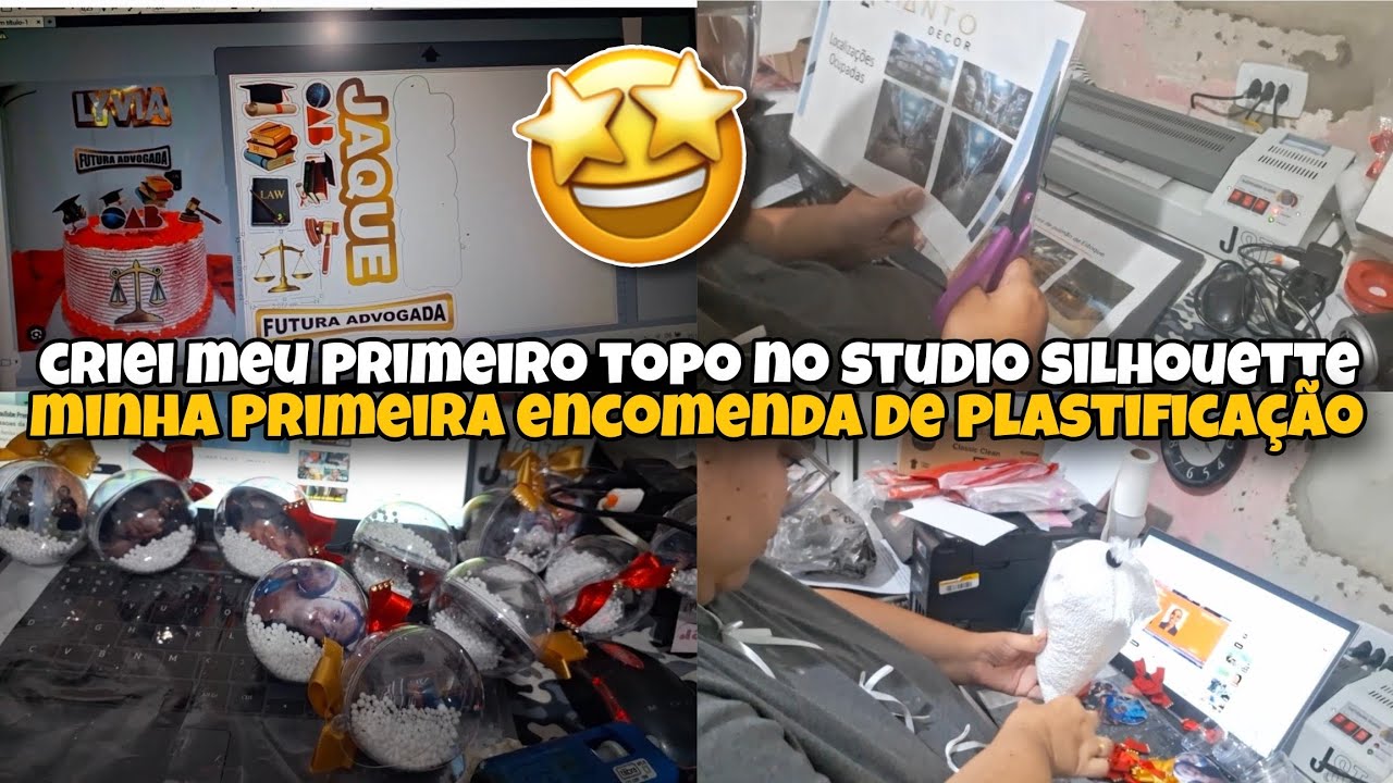 CRIEI MEU PRIMEIRO TOPO NO STUDIO SILHOUETTE  + MINHA PRIMEIRA PLASTIFICAÇÃO 