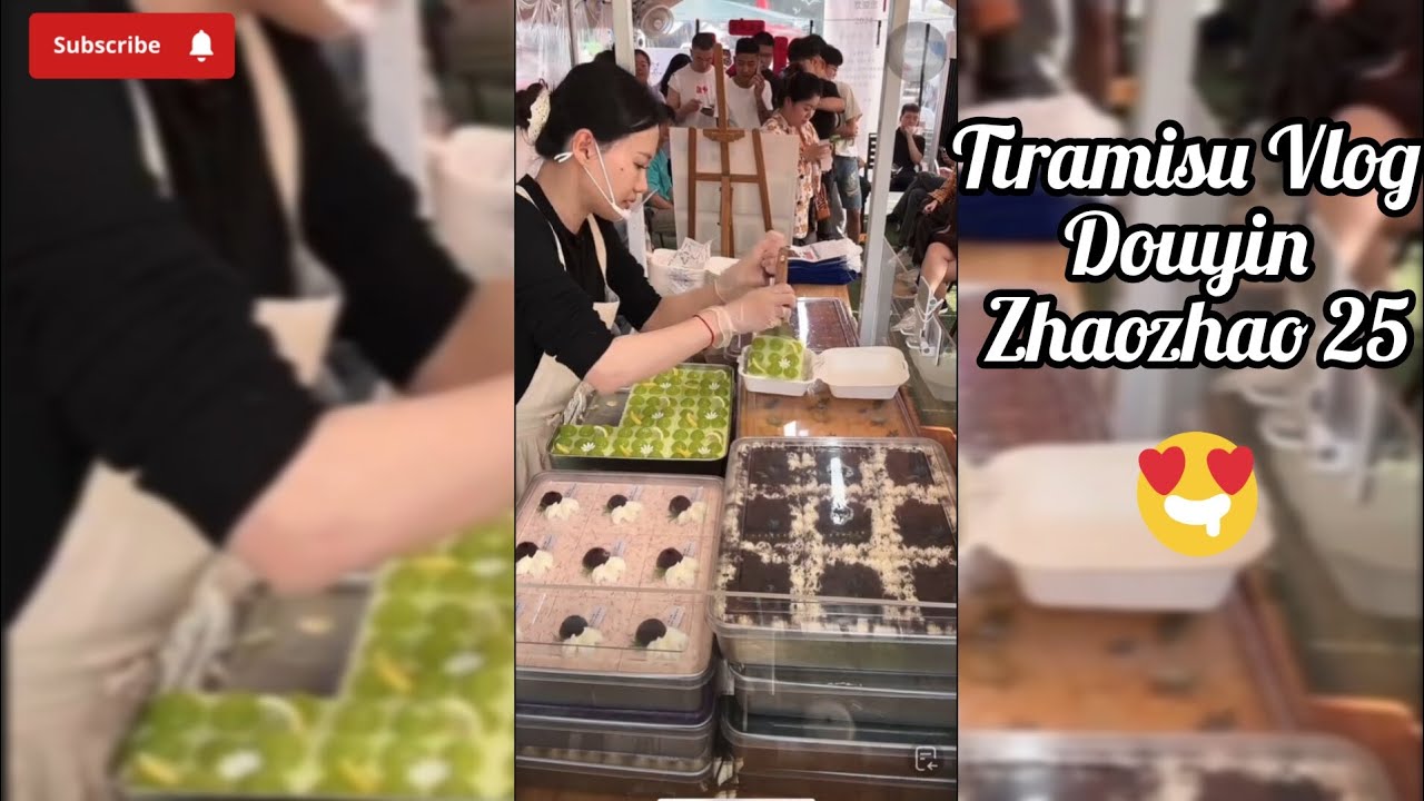 Selling Tiramisu Vlog 25. #chinesedessert #douyin #tiramisucake #food #cake #streetfood #satisfying