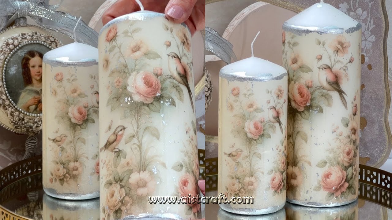 DIY Vintage Candles Decor Decoupage Ideas