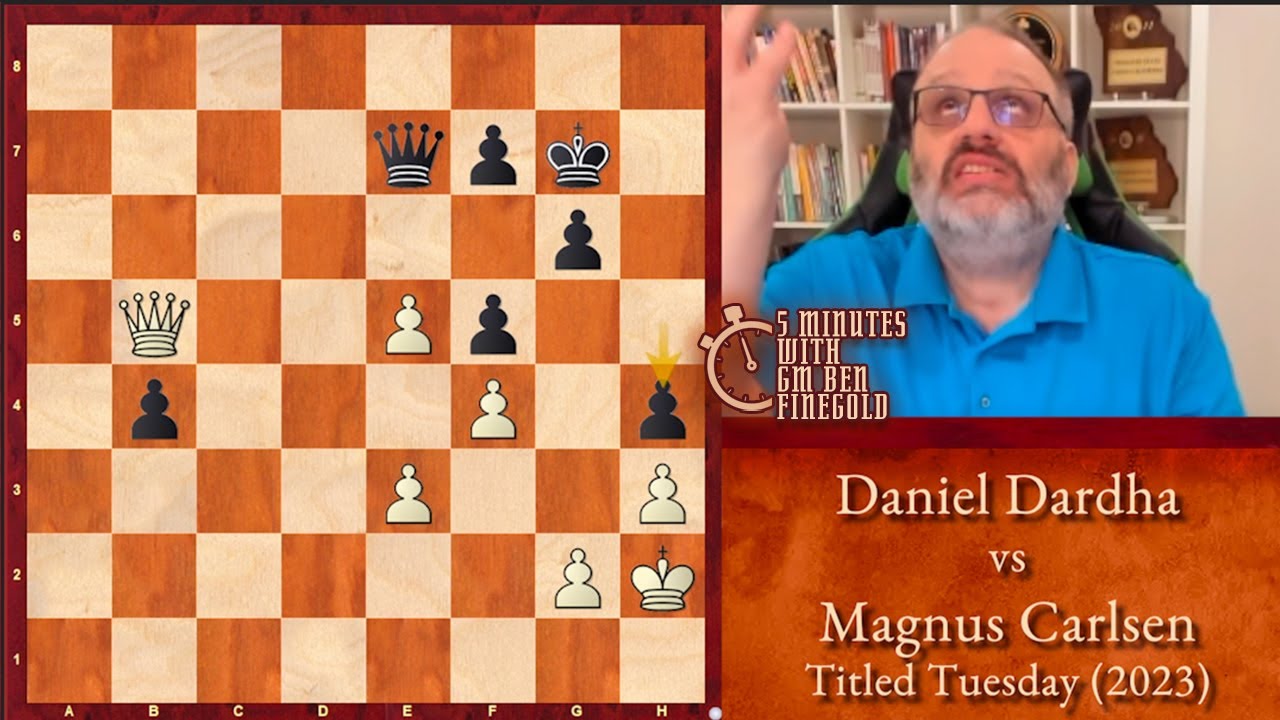 5 Minutes with GM Ben Finegold: Dardha vs Carlsen, Titled Tuesday (2023)