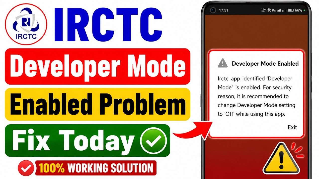 Irctc Developer Mode Problem 2026 | Developer Mode Enabled Irctc App | Developer Mode Kaise Hataye
