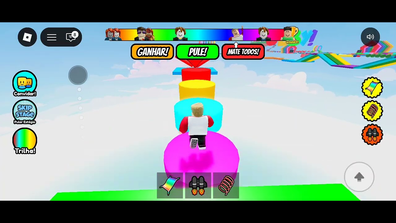 Jogando Roblox mega obby parkuor pela primeira vez e fiquei feliz e foi muito bom. 😄🩵🟩