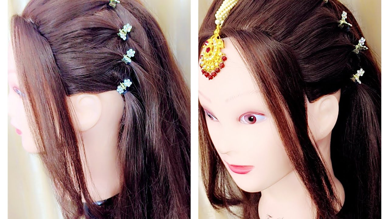 ATTRACTIVE &  EASY PARTY HAIR STYLE WITH MAANGTIKA✨