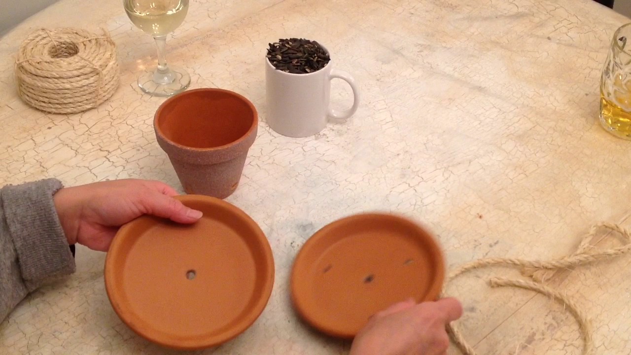 Making bird feeder from terra cotta pot