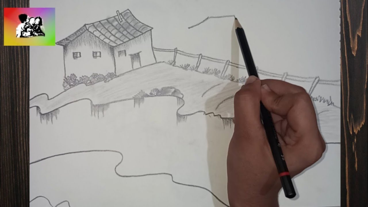 Easy scenery sketch|| how to draw || RHS Art #easydrawing #scenerysketch #rhsart