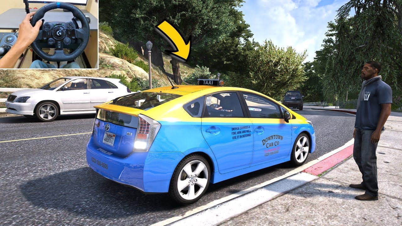 GTA 5 Luxury Private Uber Taxi Job With Toyota Prius - Steering Wheel Gameplay