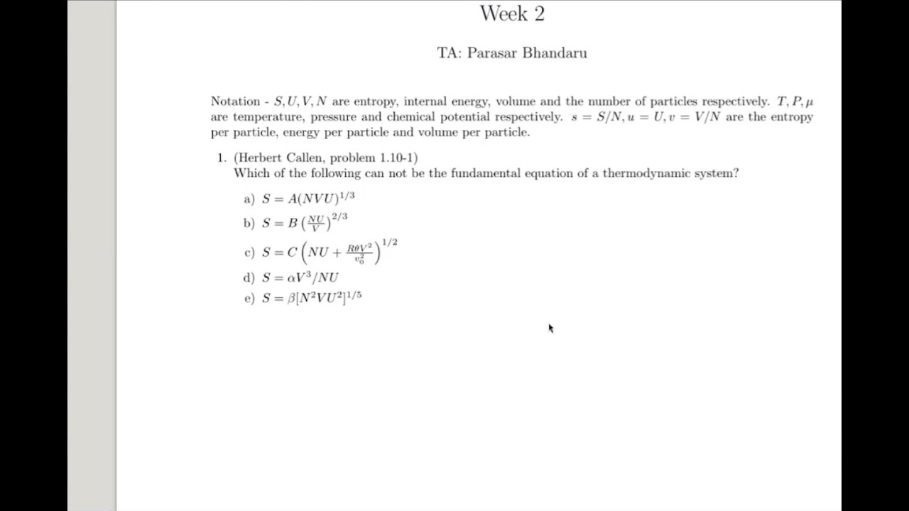 Week2 | Statistical Mechanics | NPTEL Jan 2026