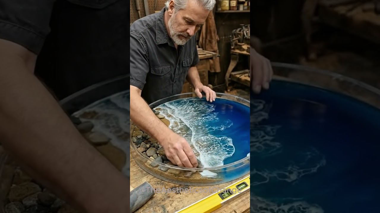 I Turned Sand Into a Luxury Ocean Table 🌊✨ #shorts #satisfying #woodworking