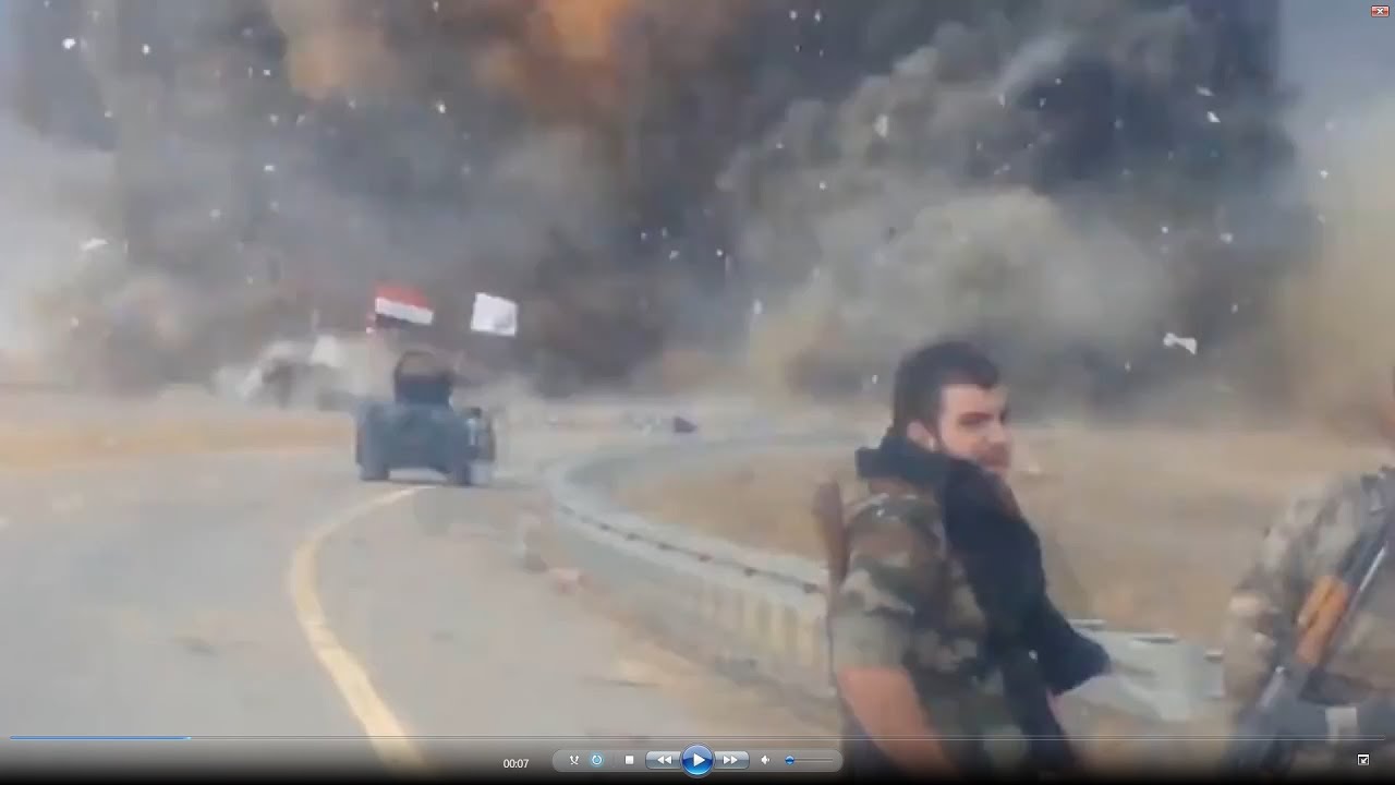 Massive Shockwave as VBIED Destroyed. Массивный взрыв после уничтожения заминированного автомобиля.