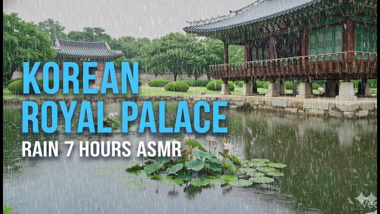 Cozy Rain Sounds at Korean Royal Palace 7H | Joseon Dynasty ASMR 조선 궁궐 빗소리 (비멍)