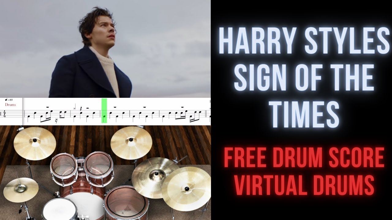 Harry Styles - Sign Of The Times (Drum Transcription Sheet Music Score, Virtual Drums)