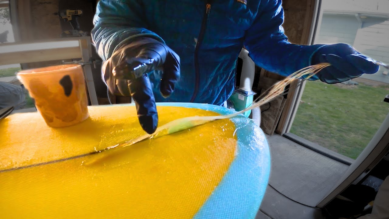 Glassing in a Leash Loop on a Surfboard