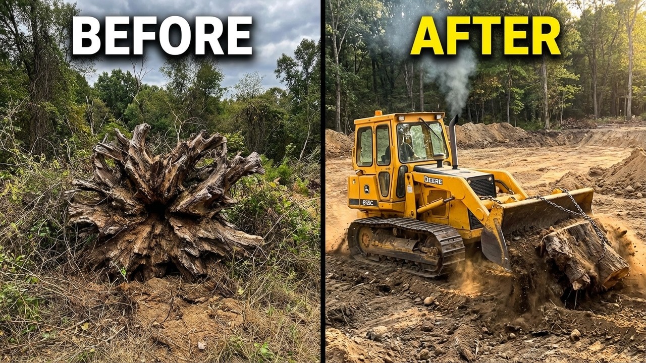 The Worst Oak Stump Battle Yet - John Deere vs Nature