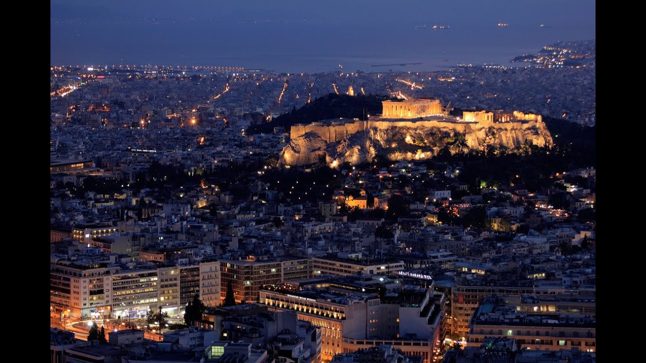 Athens monuments at Night.