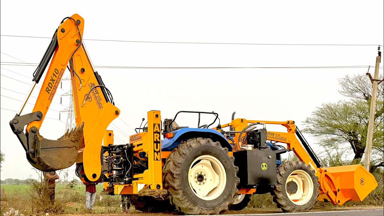 Tractor converted JCB attachment big JCB new Holland 5510 55 hp 4x4 Arun Agro industries RDX-10model