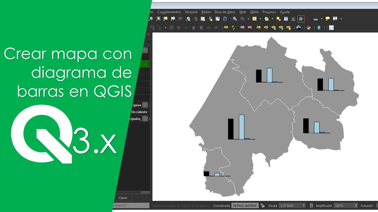 Crear mapa con gráfico de barras en QGIS 3
