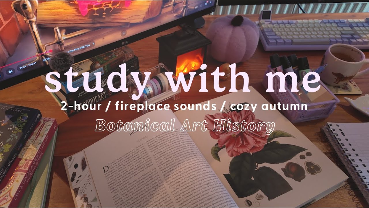 ✍️ 2-HOUR STUDY WITH ME | 🍂 Cozy Autumn Day | 🔥 Fireplace Sounds | 🕐 Pomodoro 50-10 | 🐈 Cat Break