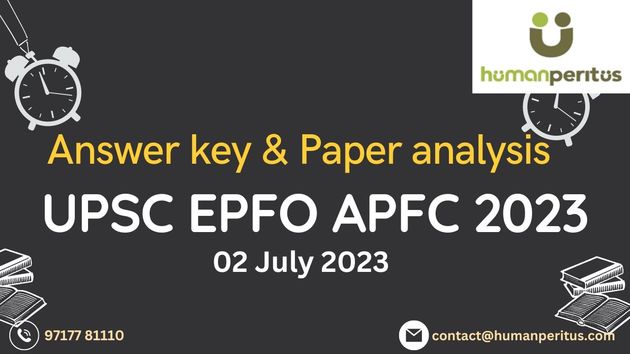 UPSC EPFO APFC 2023 | Answer key | held on 2nd July 2023