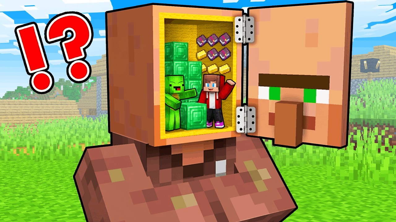 JJ and Mikey Built Secret Base Inside Villager Head in Minecraft - Maizen