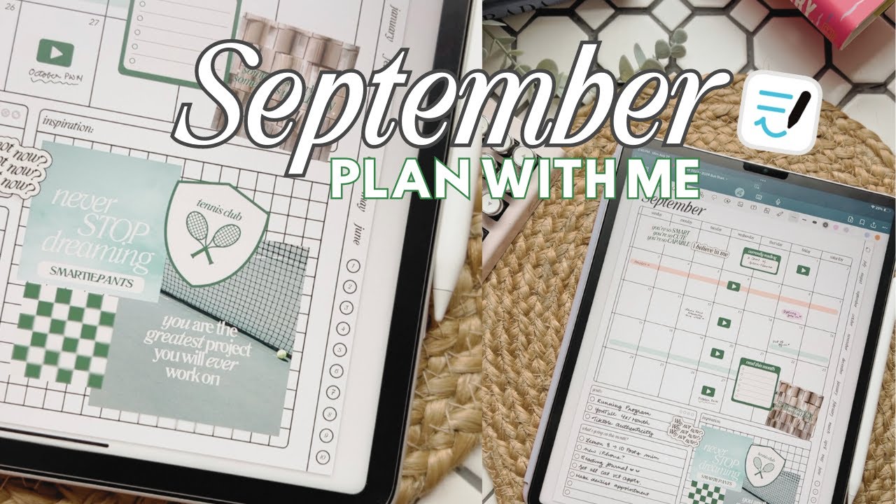 📓˖⁺.🎧🍂☕️  Plan September with Me ✨ iPad Planner Aesthetic  + FREE DIGITAL STICKER DOWNLOAD