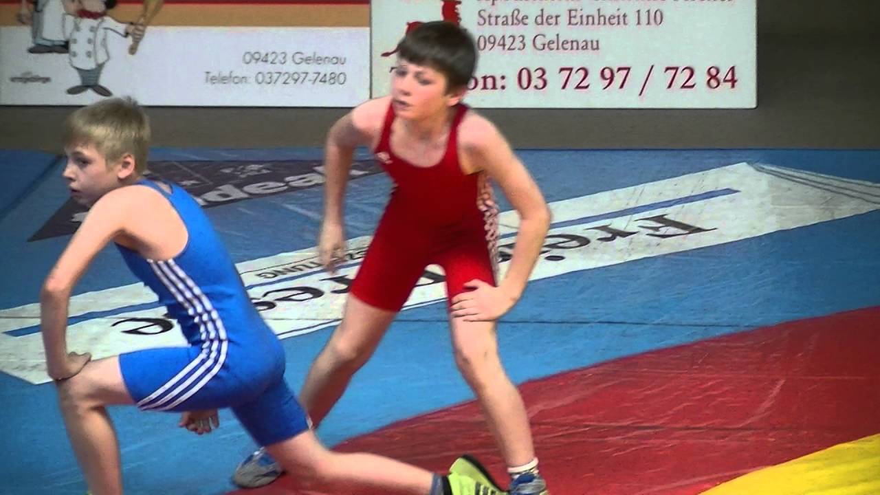 Ringen Erzgebirgscup in Gelenau, C-Jugend, Gr.rö., 42kg, Hartmann (Pausa) - Triebler (Frankfurt)