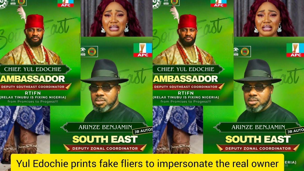 Yul Edochie and Judy Austin printed fake fliers  to please and impersonate the real candidate. 