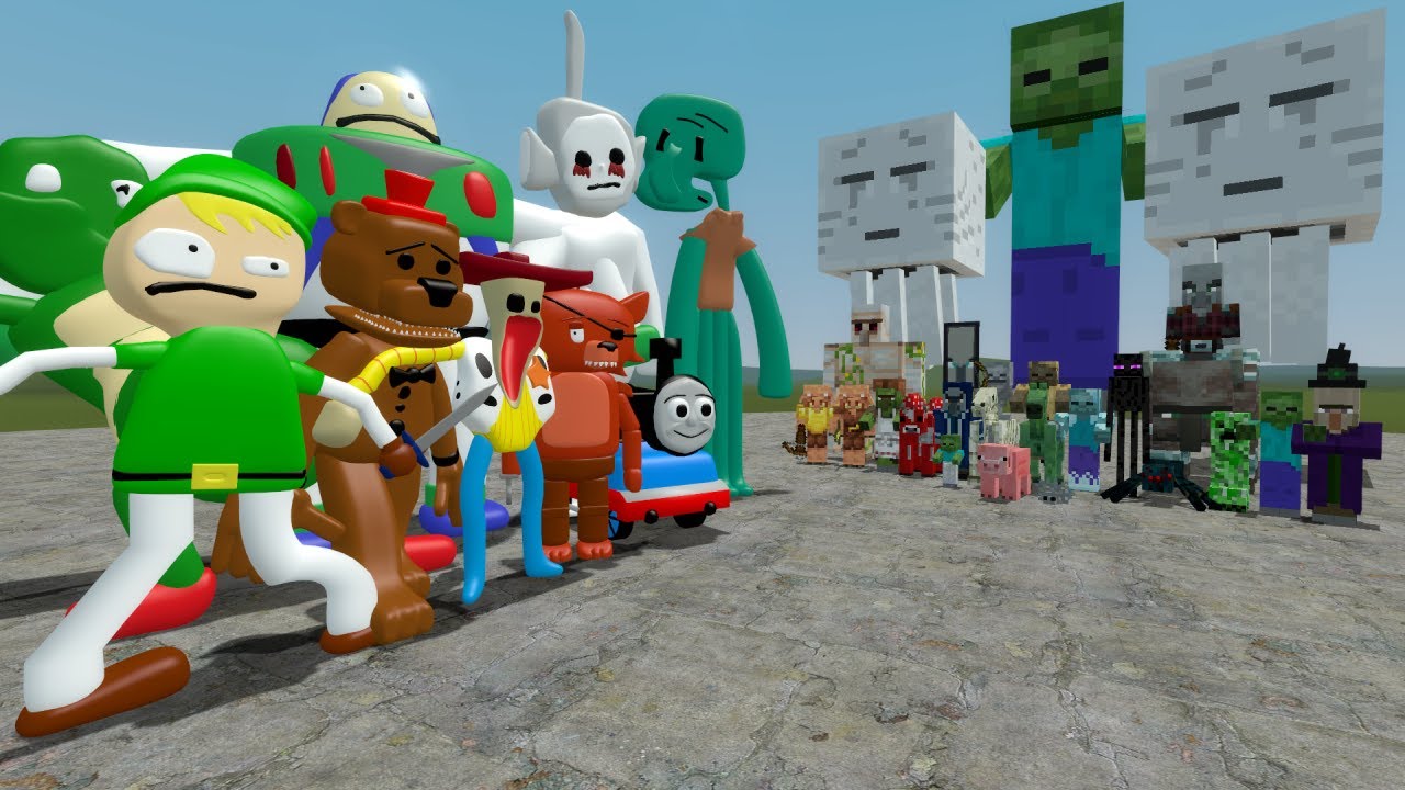 3D SANIC CLONES MEMES VS MINECRAFT MOBS in Garry's Mod!