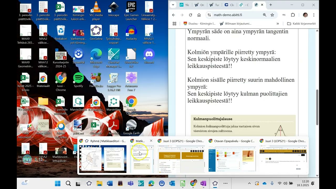 Kulmanpuolittajan lauseen k&auml;ytt&ouml;
