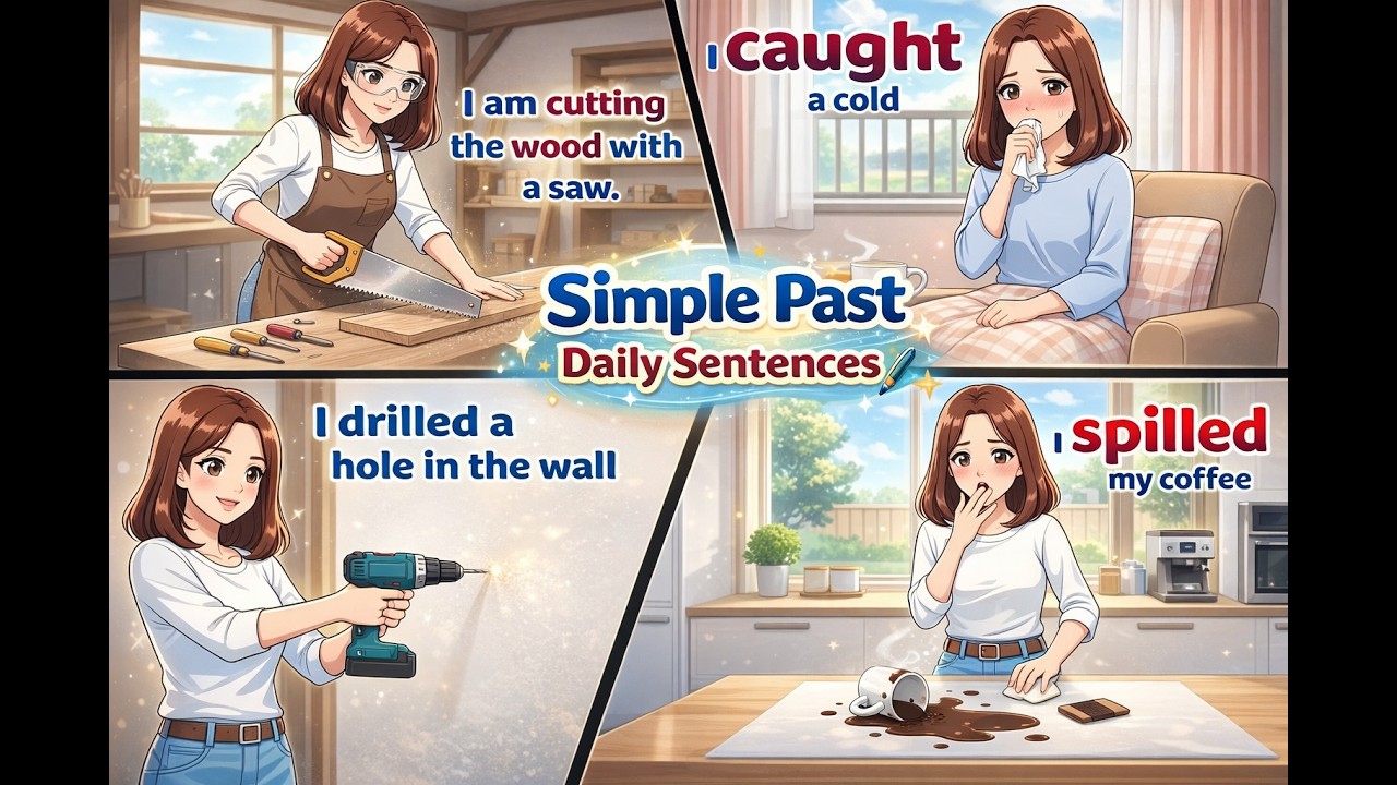 Learn and Speak English with Fun | 20 word Daily Use Sentences | Simple Past ✨
