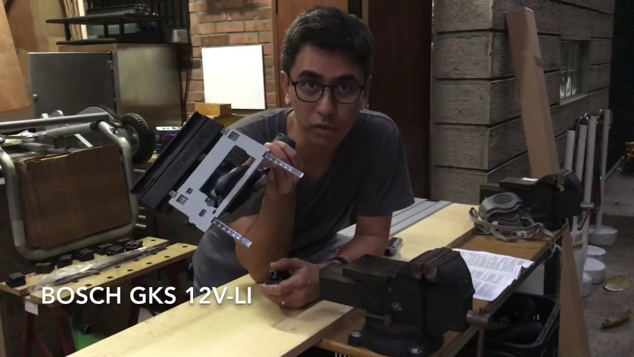 Using the Bosch FSN800 rail with the GKS 12V-Li mini circular saw for the first time.