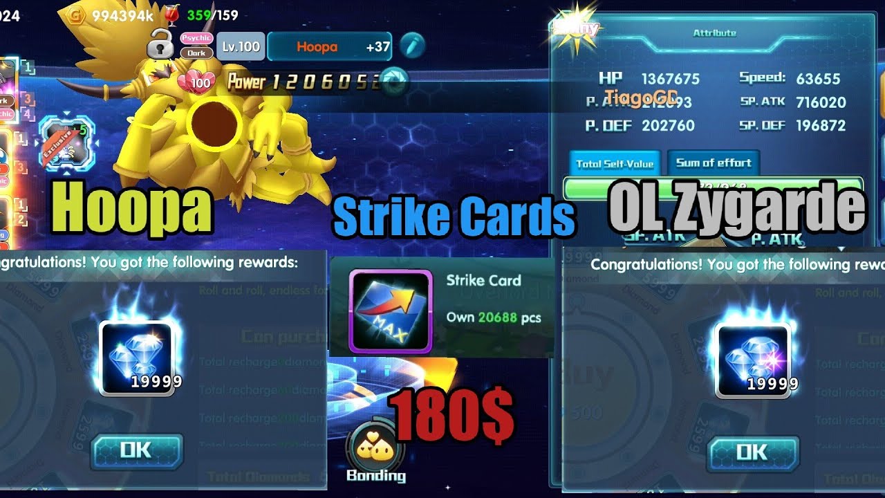 RECHARGING 180$ for ⚡OL Zygarde⚡ and Strike Cards For 🔥Hoopa🔥 - Pokeland Legends