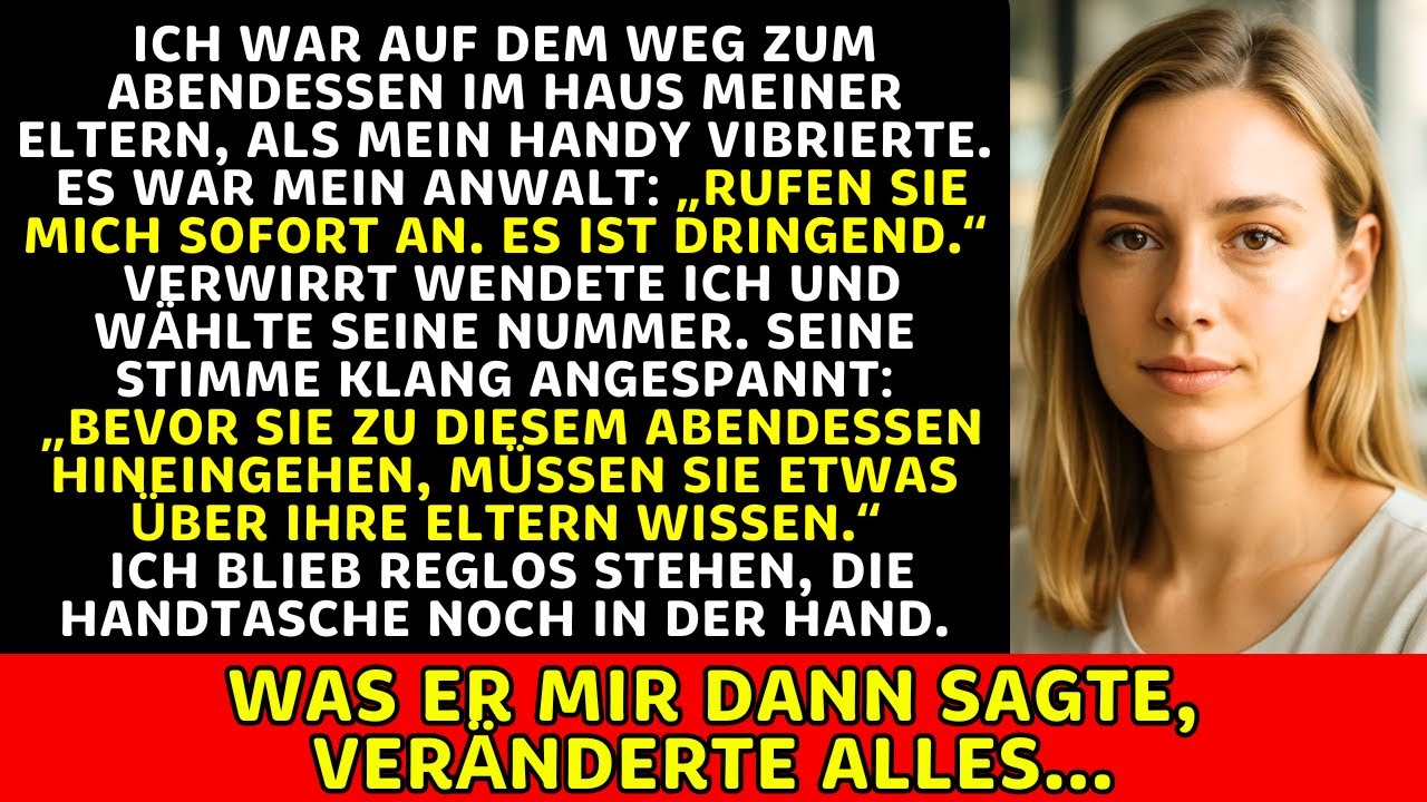Mein Anwalt rief mich verzweifelt an – was er über meine Eltern sagte, erschütterte mich zutiefst...