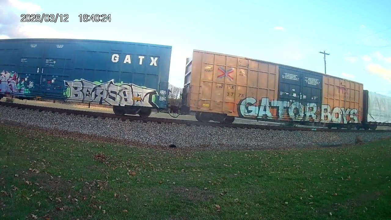 GoPro Video: NS 16T rolls past College Road with Illinois Terminal Heritage Unit trailing