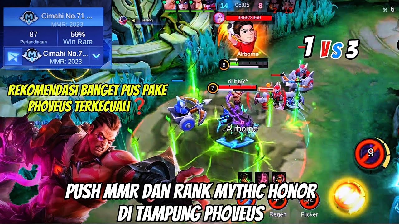 PUSH TOP GLOBAL PHOVEUS AND RANK GLORY‼️ REKOMENDASI BANGET PAKE HERO INI KECUALI❓