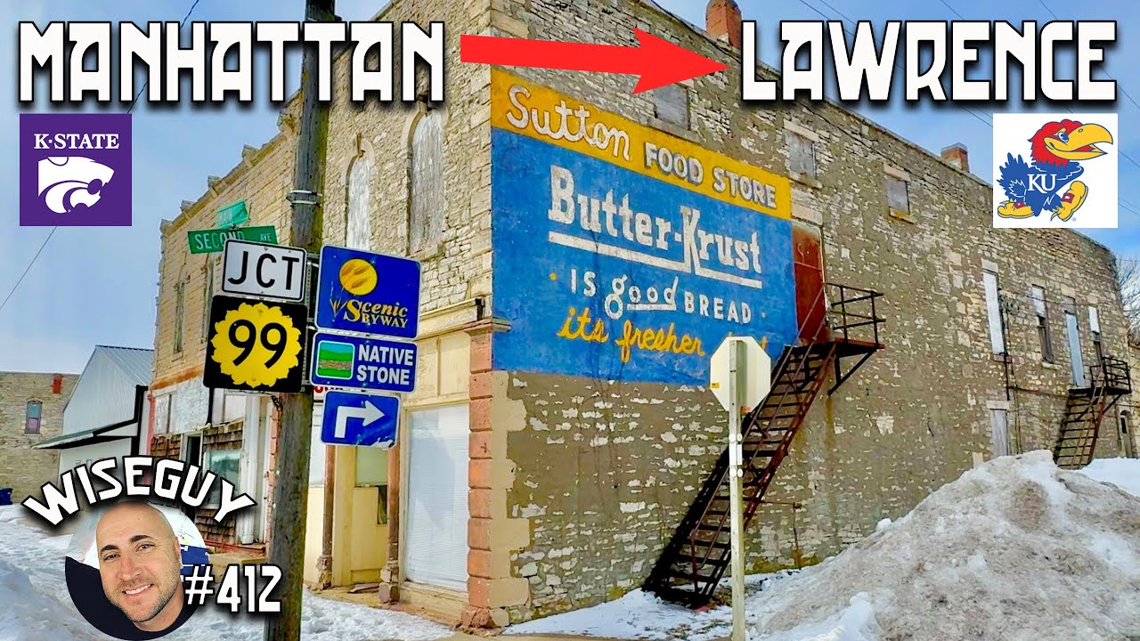 Traveling the BACKROADS from Manhattan to Lawrence, Kansas ||| K-State to KU