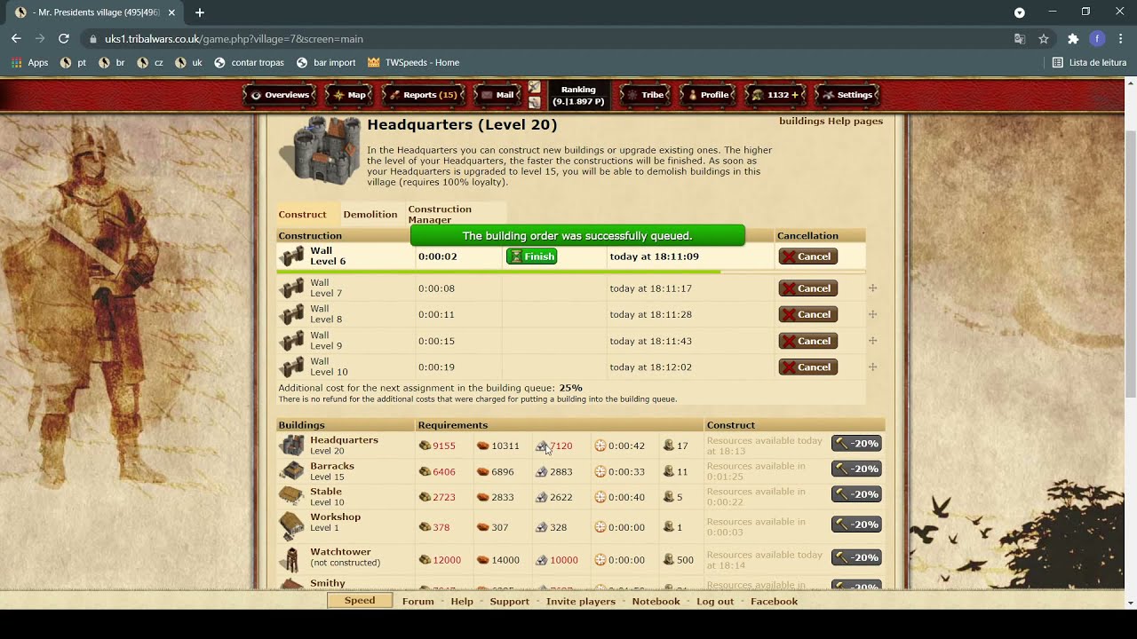 Tribalwars playing a random uk speed round
