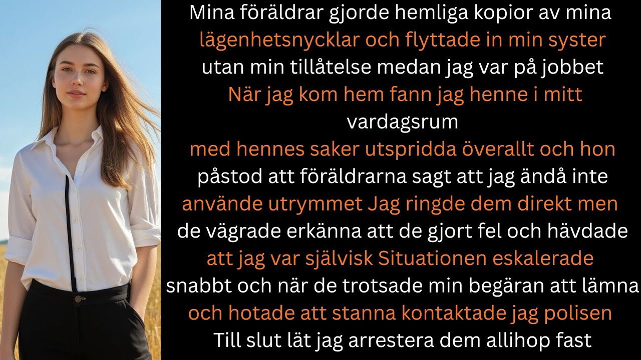 Mina föräldrar gjorde hemliga kopior av mina lägenhetsnycklar och flyttade in min syster medan