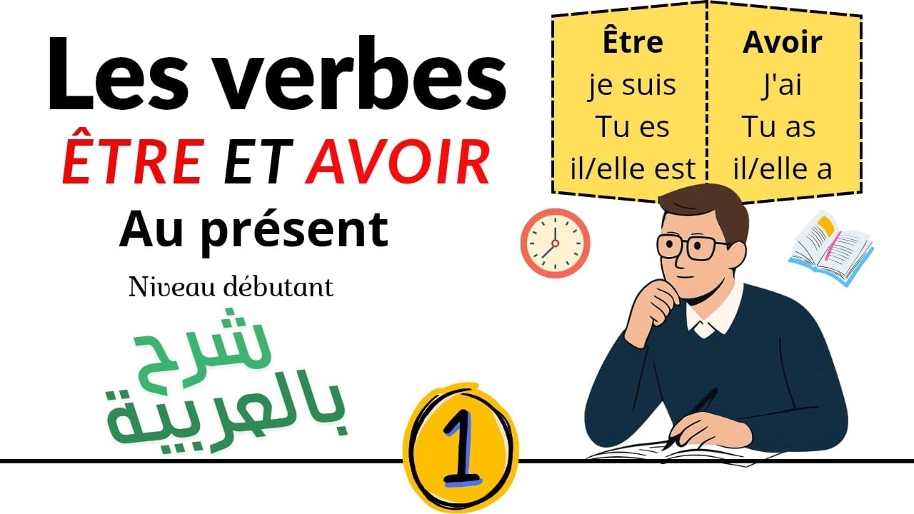 Le verbe ÊTRE et AVOIR au présent – Débutants (شرح بالعربية)