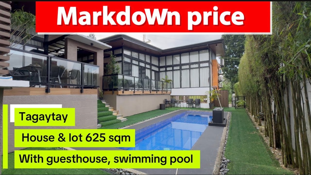 V-1034-25 NEW VIDEO ‼️Tagaytay modern design house and lot 625 sqm with guesthouse , swimming pool 