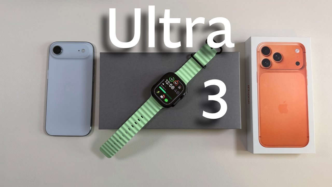 Распаковка Apple Watch Ultra 3 — чёрный титан с неоново-зелёным ремешком Ocean Band