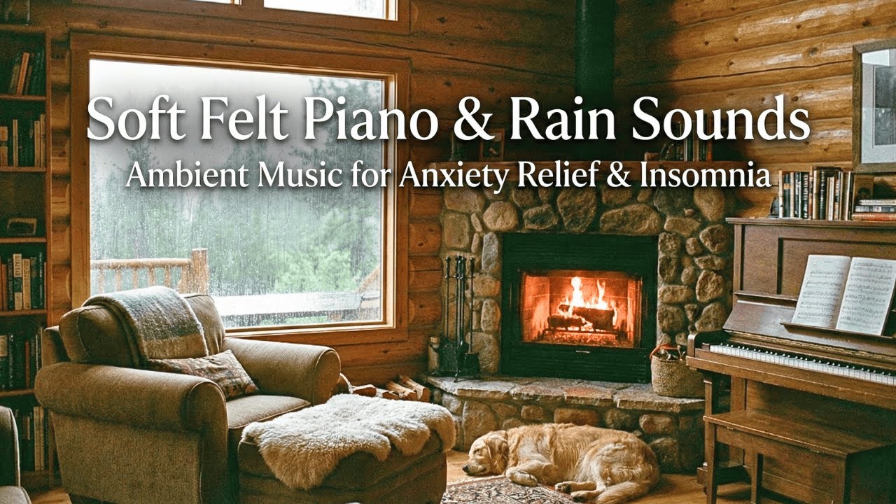 Soft Felt Piano & Rain Sounds | Ambient Music for Anxiety Relief & Insomnia