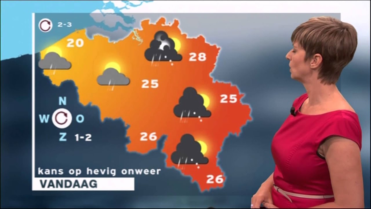 Weervrouw Sabine Hagedoren op 10 juni 2014 met weerbericht voor Vlaanderen