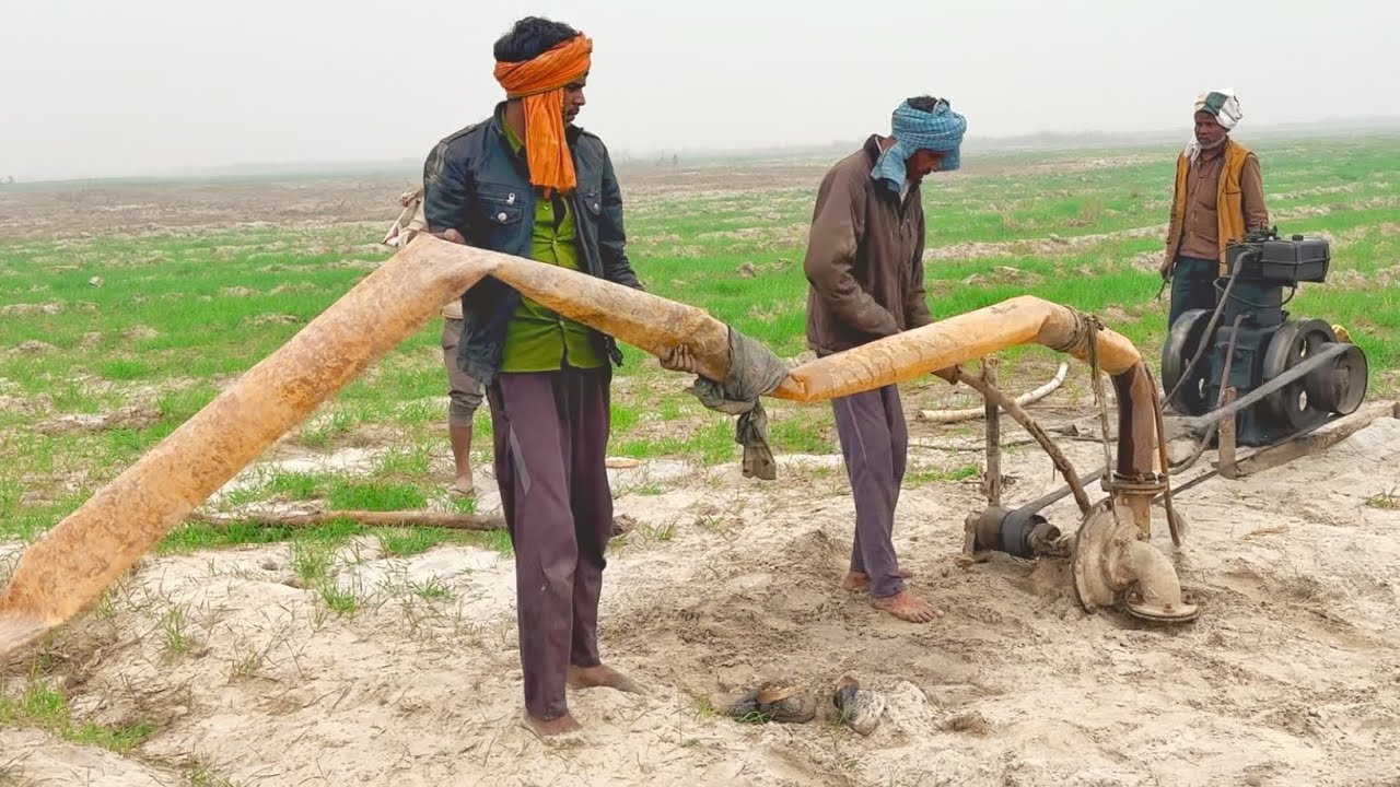 Farming Water irrigation System/Diesel Engine Water Pump Machine Setup l Kisan Ka Indian Water Pump