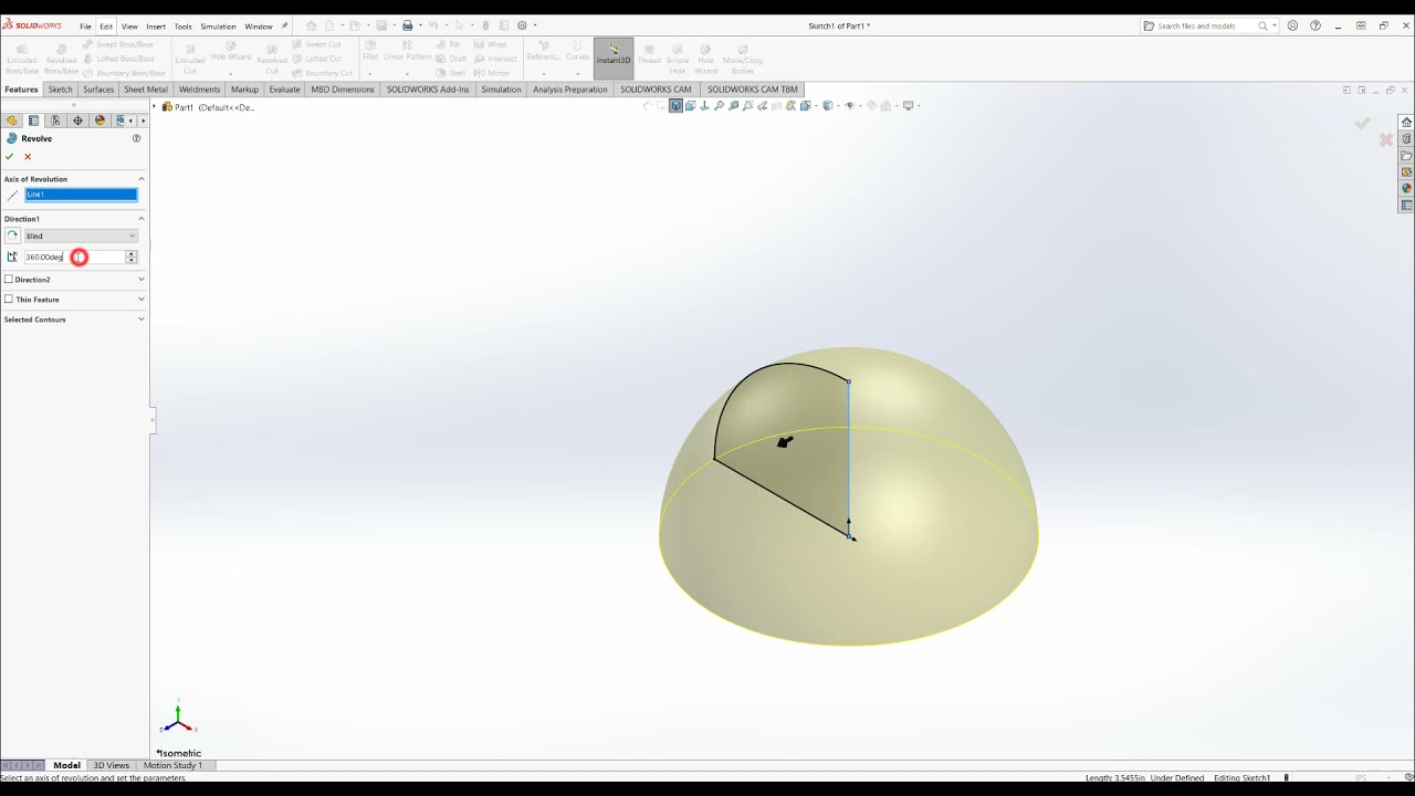 How to use revolve boss base feature in Solidworks [2021]