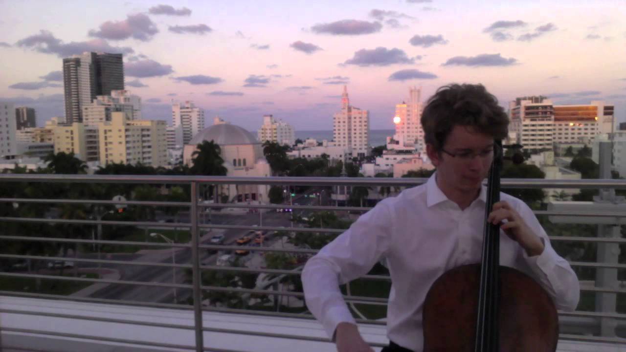 Courante on roof at New World Symphony, Miami Beach (Suite no. 1): Joshua Roman, Everyday Bach